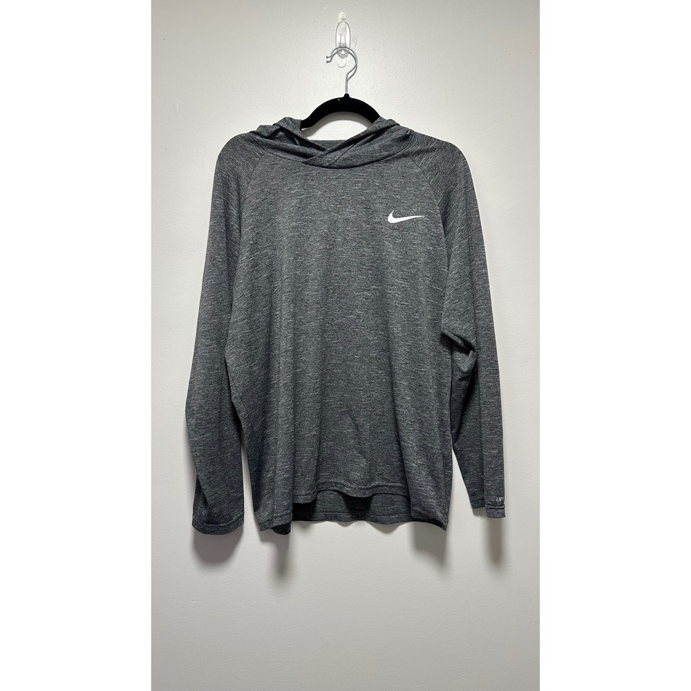 Nike Dri-FIT Hooded Long Sleeve Gray Heather UPF 40+ Sun Shirt Large